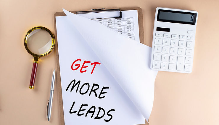 Clipboard with note reading Get More Leads