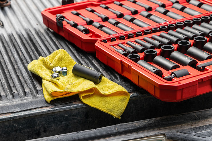 tool set on truck bed