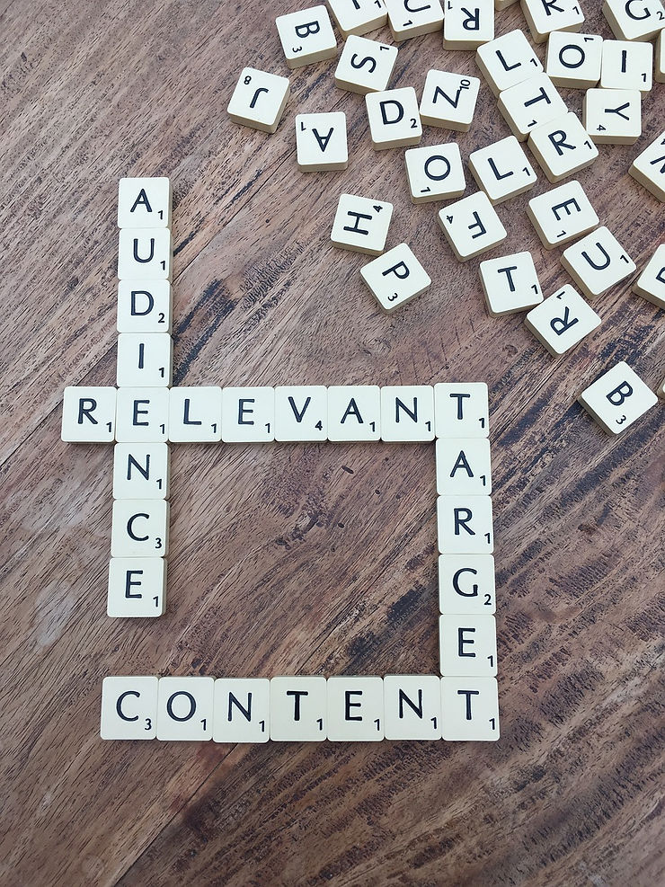 word tiles, audience, relevant, target, content