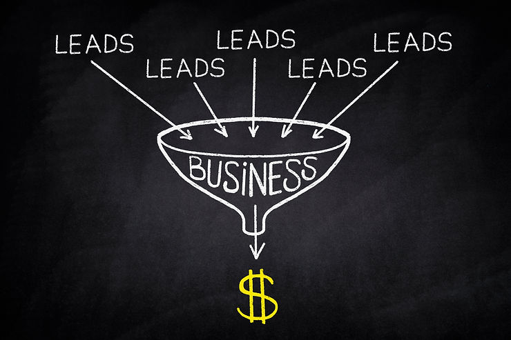 words with arrows pointing to funnel